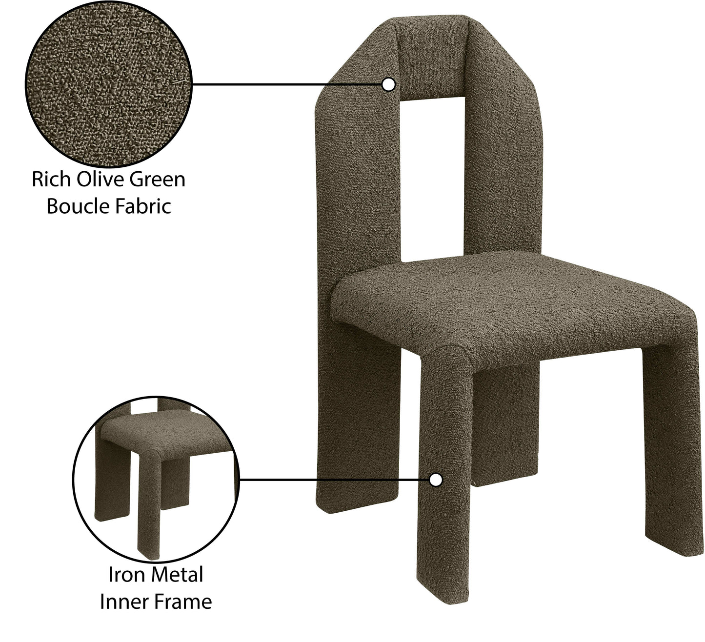 sei olive boucle fabric dining chair