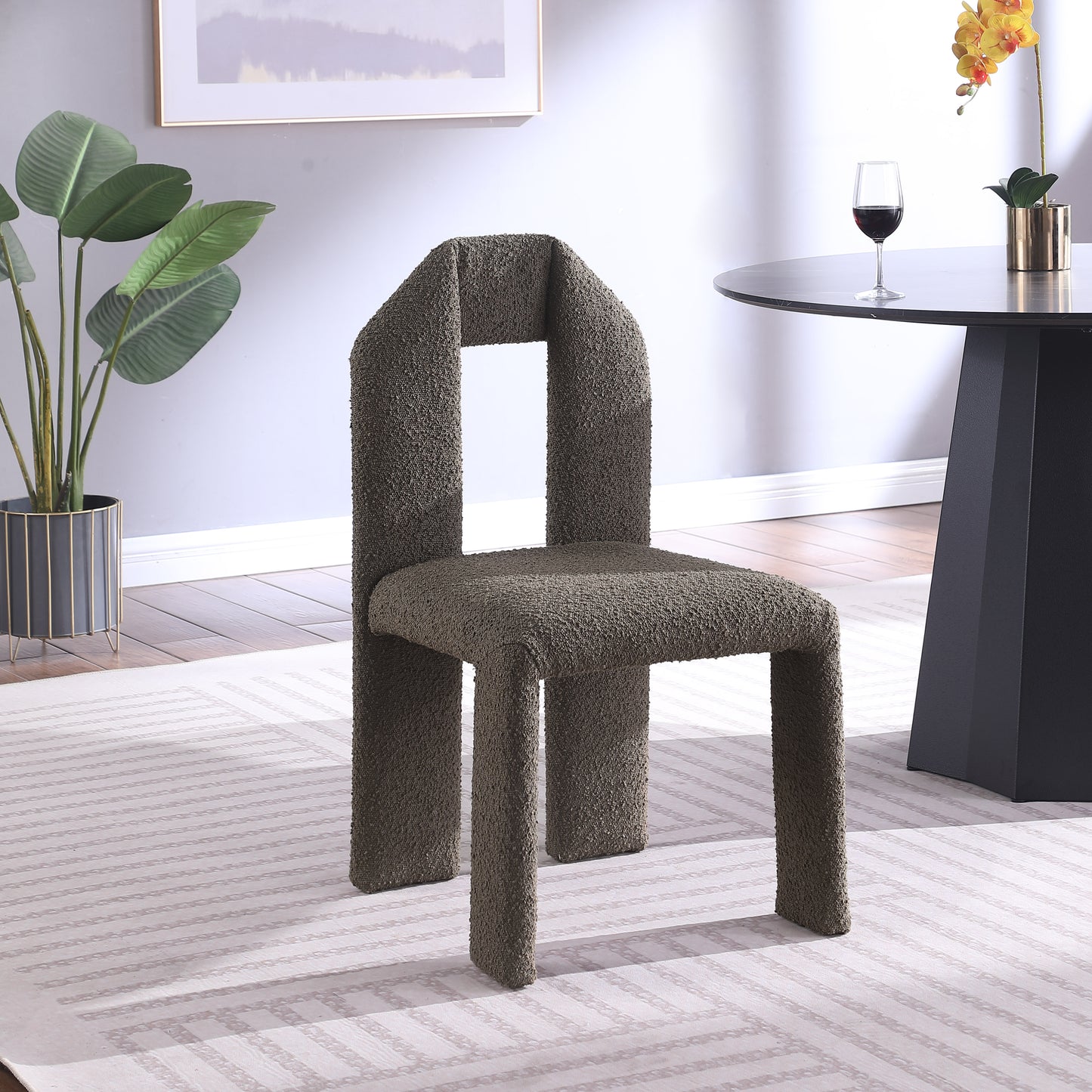 sei olive boucle fabric dining chair