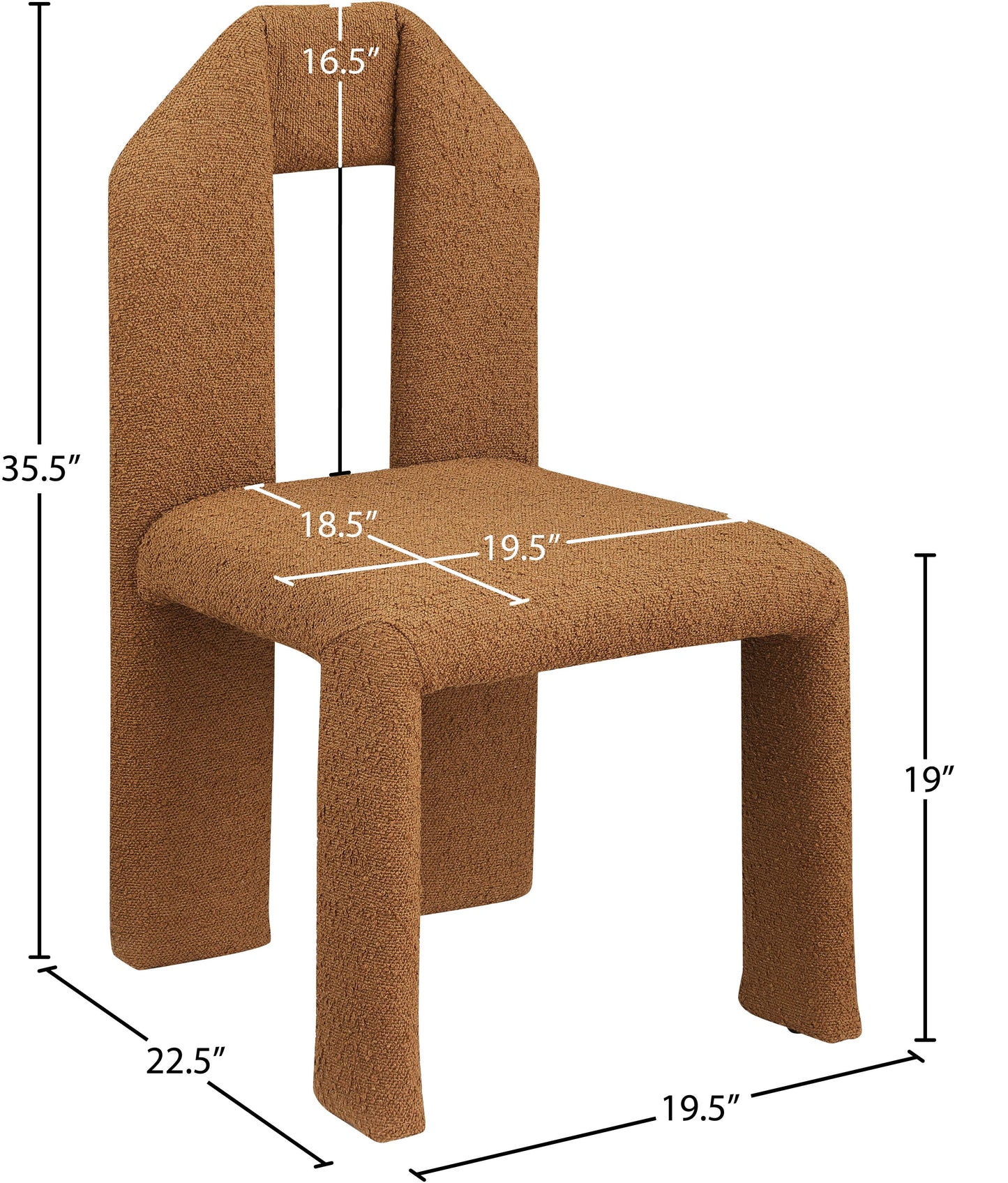 sei saddle boucle fabric dining chair