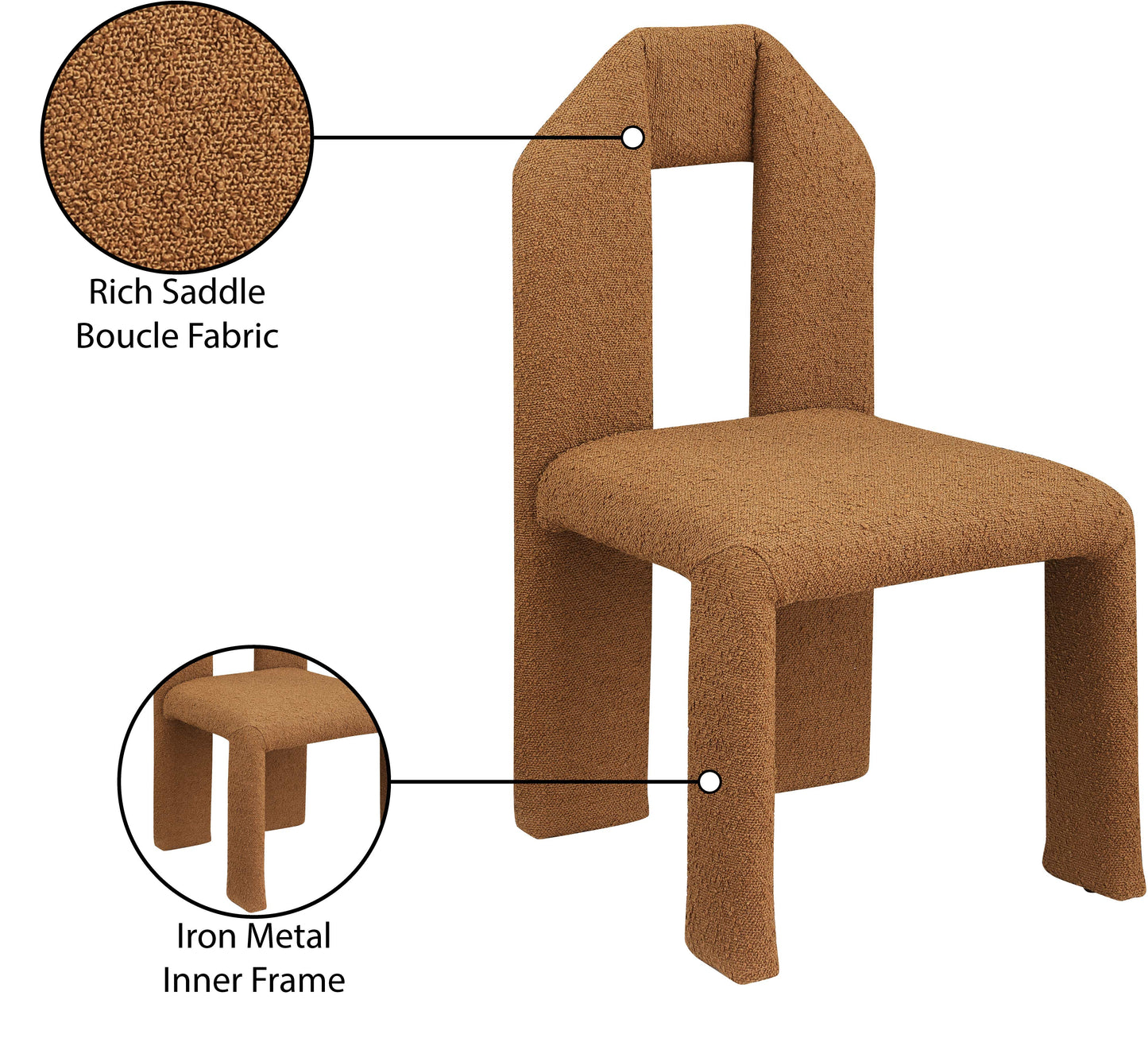 sei saddle boucle fabric dining chair