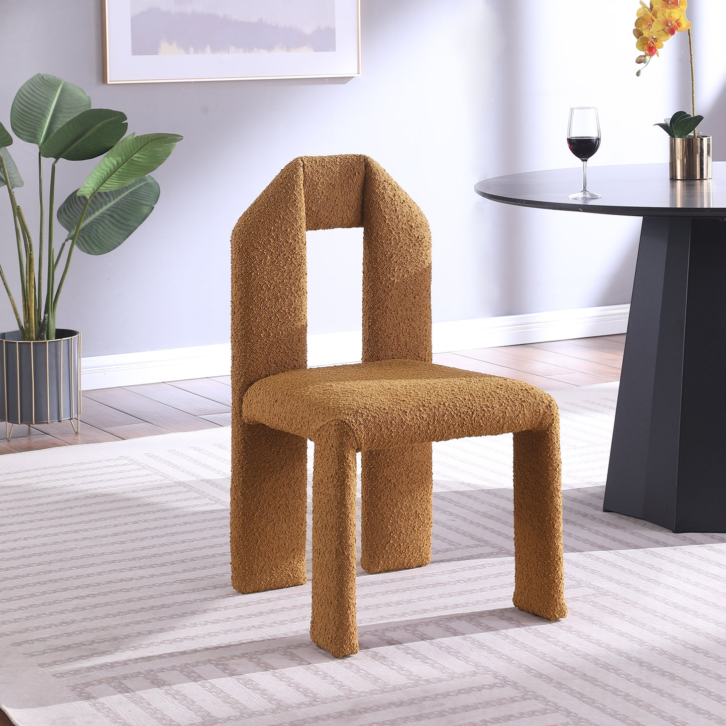 sei saddle boucle fabric dining chair