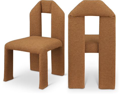 Celine Saddle Boucle Fabric Upholstered Dining Chair, 2-Piece