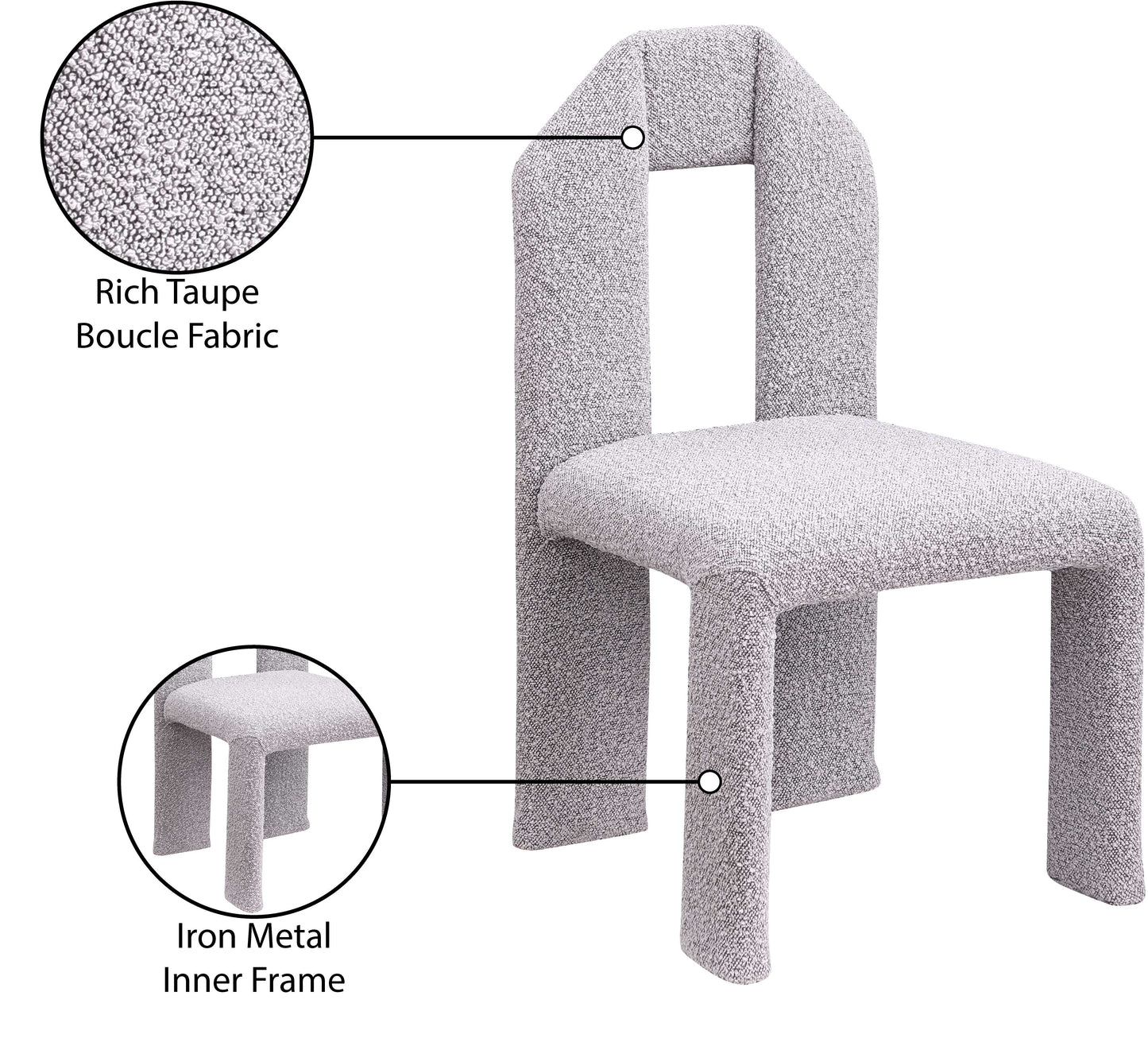 sei taupe boucle fabric dining chair