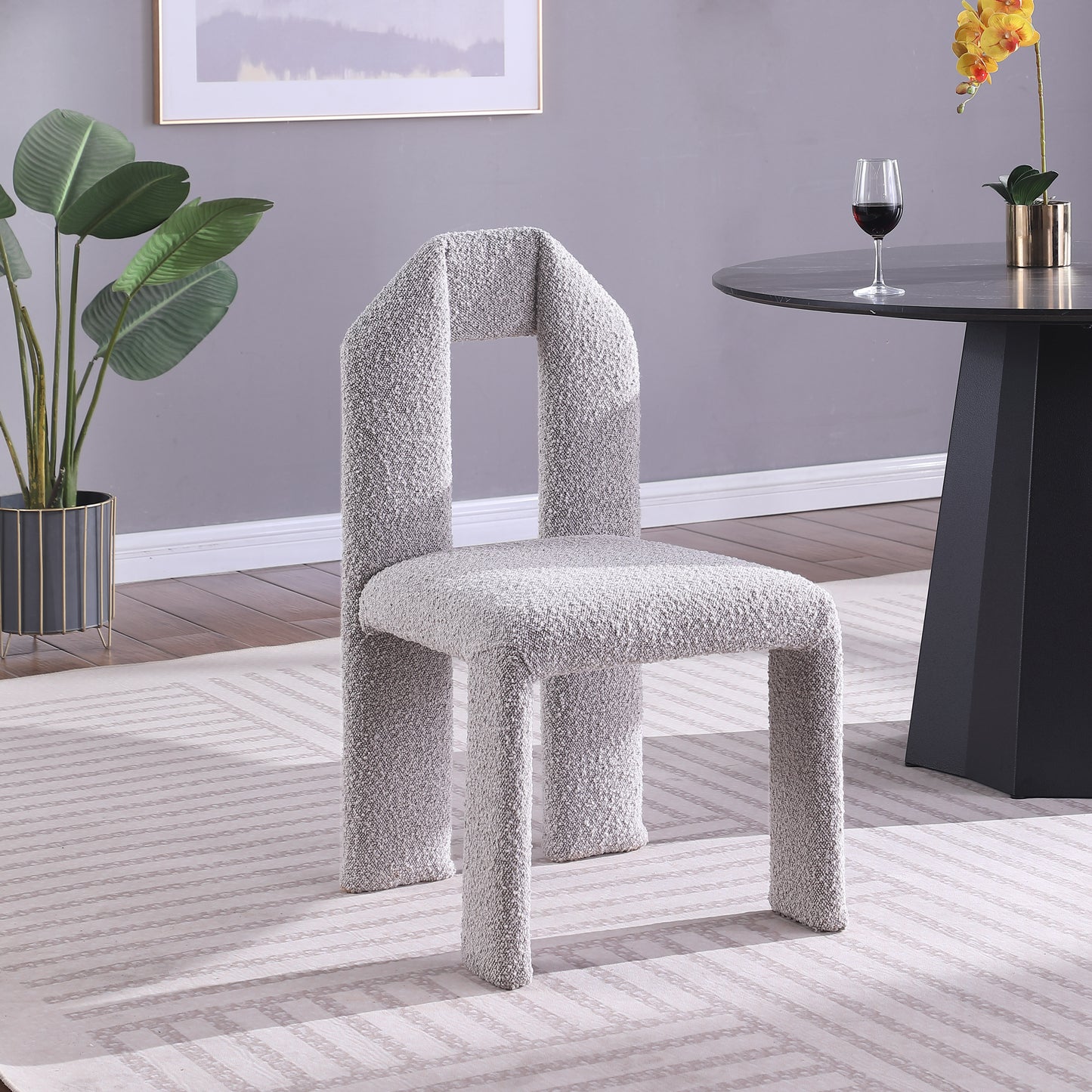 sei taupe boucle fabric dining chair