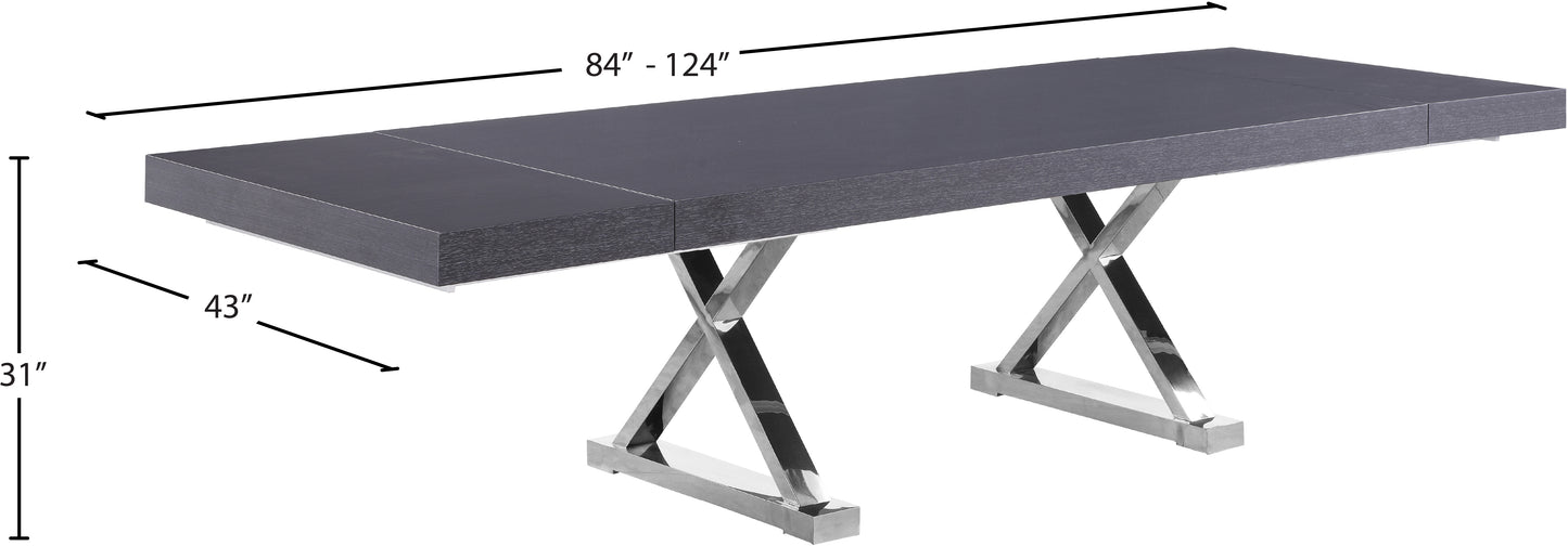 hans grey oak veneer lacquer extendable dining table (3 boxes) t