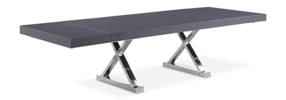 Emery Grey Oak Veneer Lacquer Extendable Dining Table (3 Boxes)