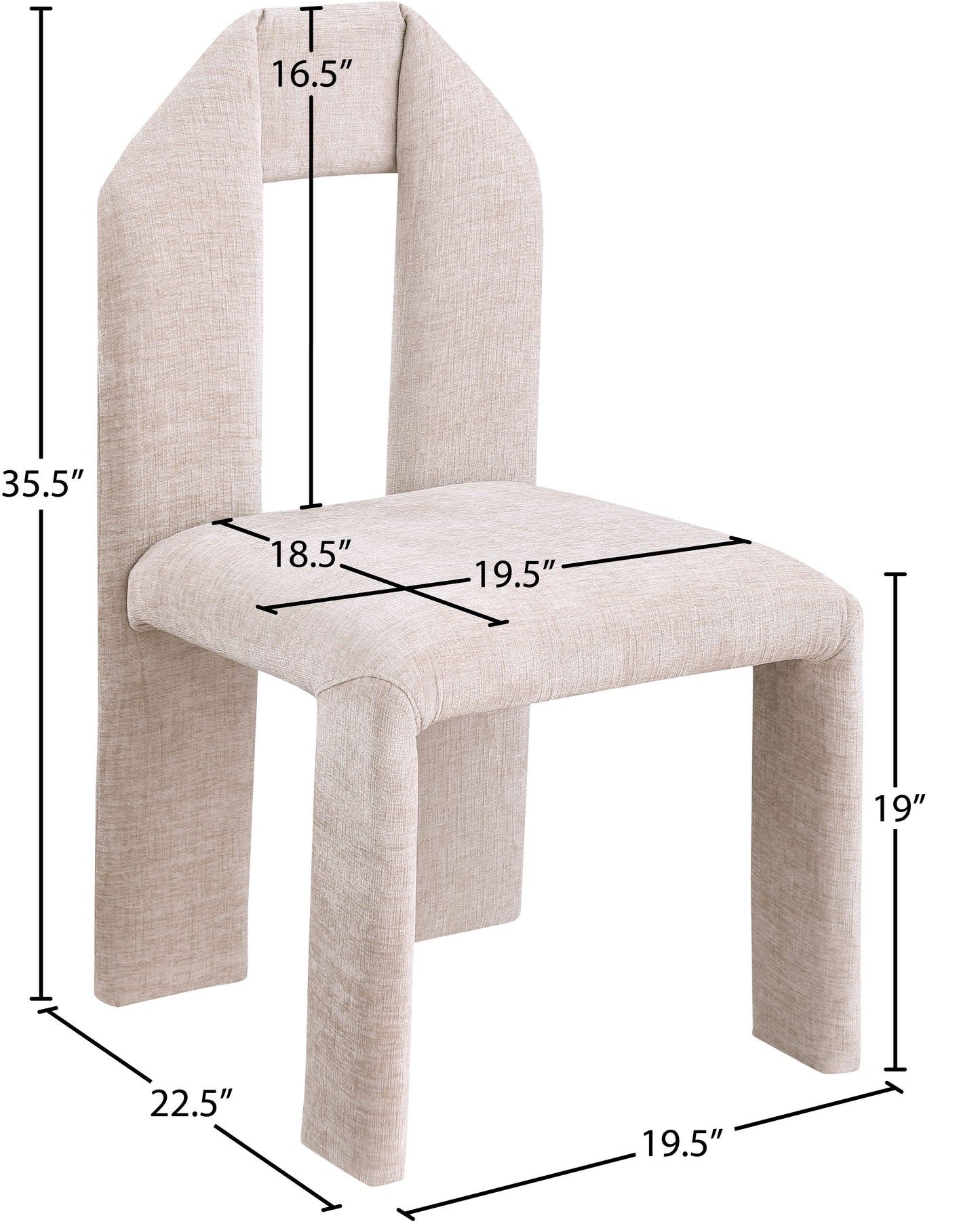 sei beige chenille fabric dining chair