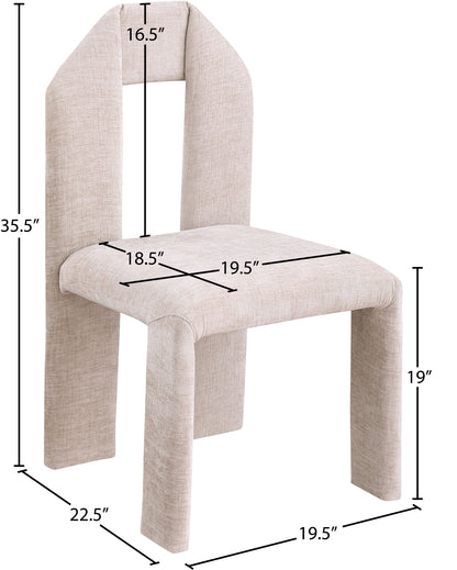 Sei Beige Chenille Fabric Dining Chair