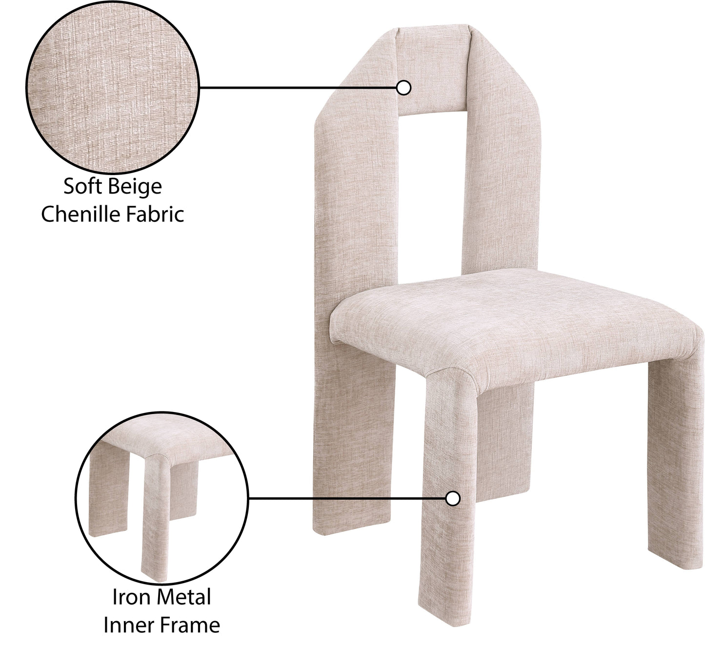 sei beige chenille fabric dining chair