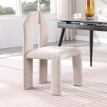 Sei Beige Chenille Fabric Dining Chair