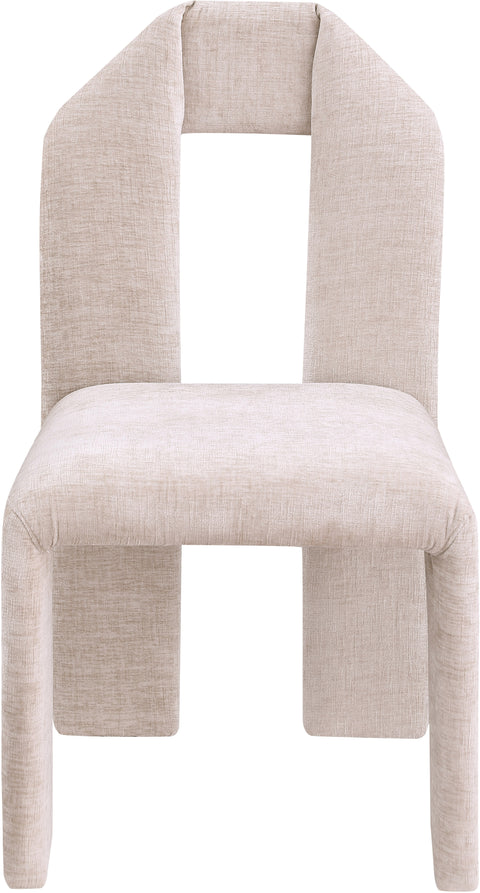 Sei Beige Chenille Fabric Dining Chair