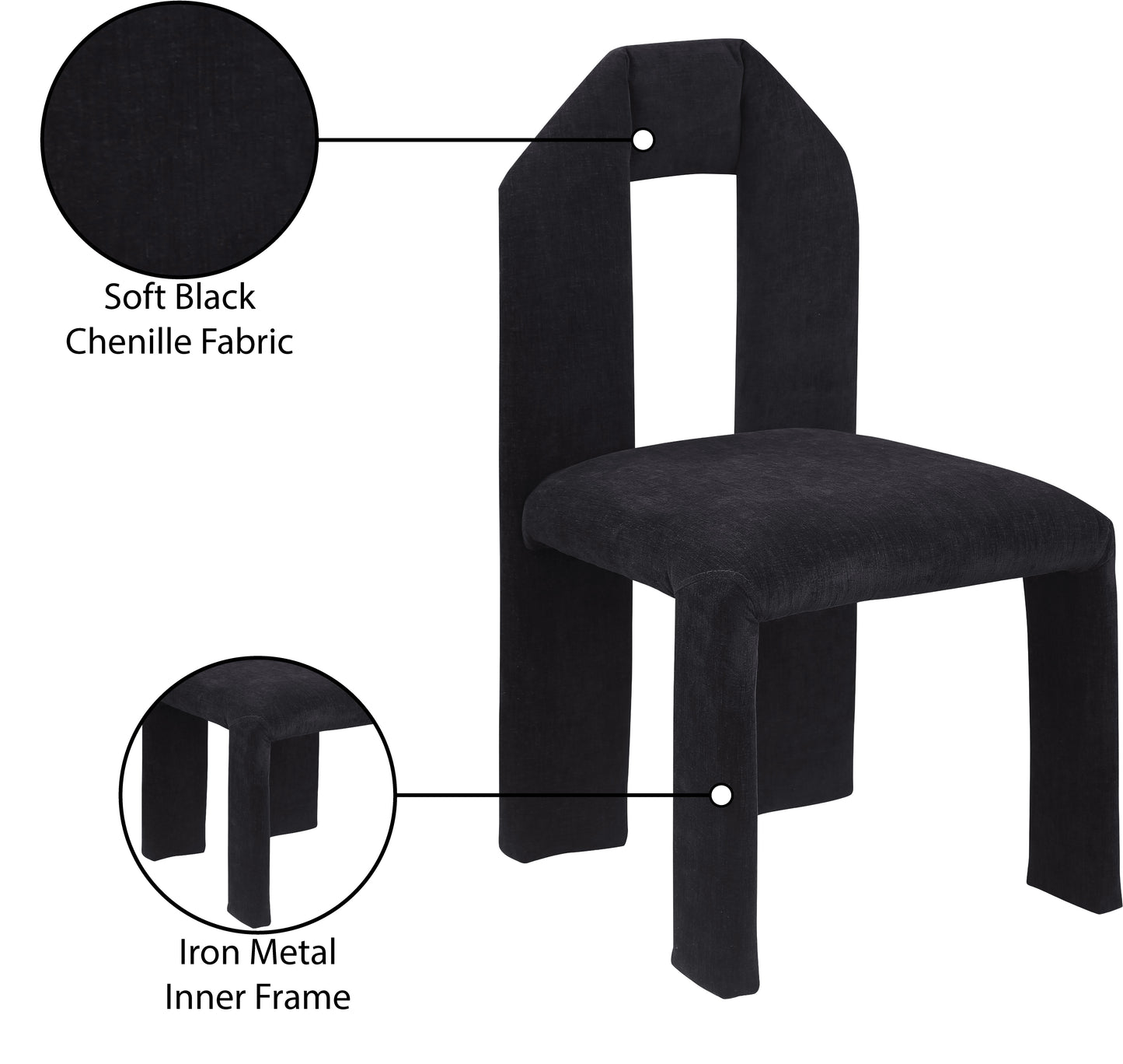 sei black chenille fabric dining chair