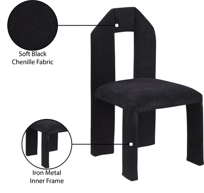 Sei Black Chenille Fabric Dining Chair