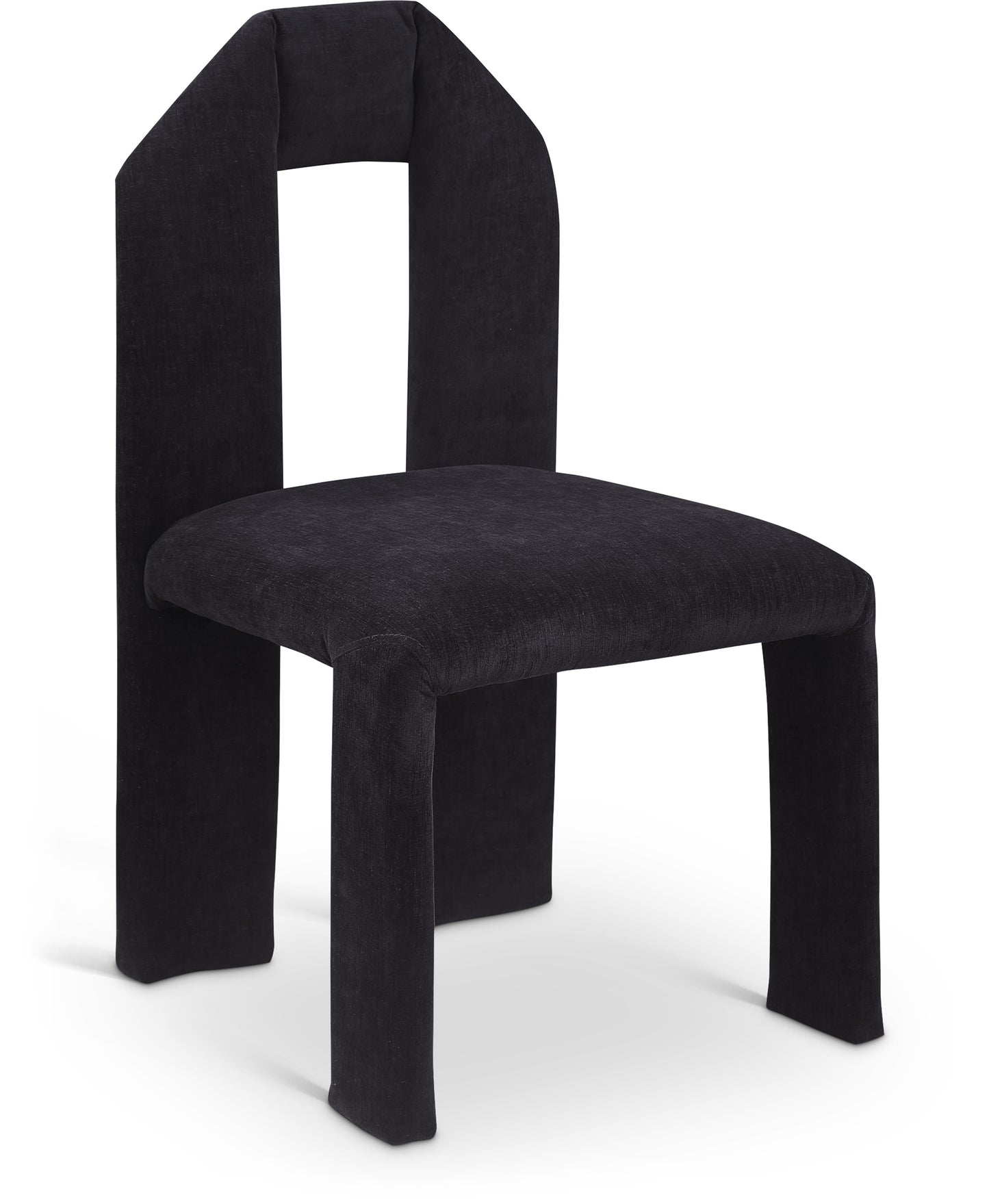 sei black chenille fabric dining chair