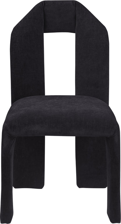 Sei Black Chenille Fabric Dining Chair