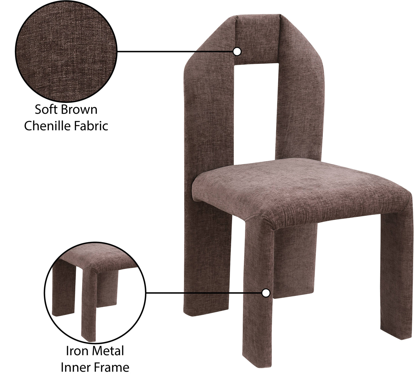 sei brown chenille fabric dining chair