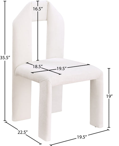 Sei Cream Chenille Fabric Dining Chair