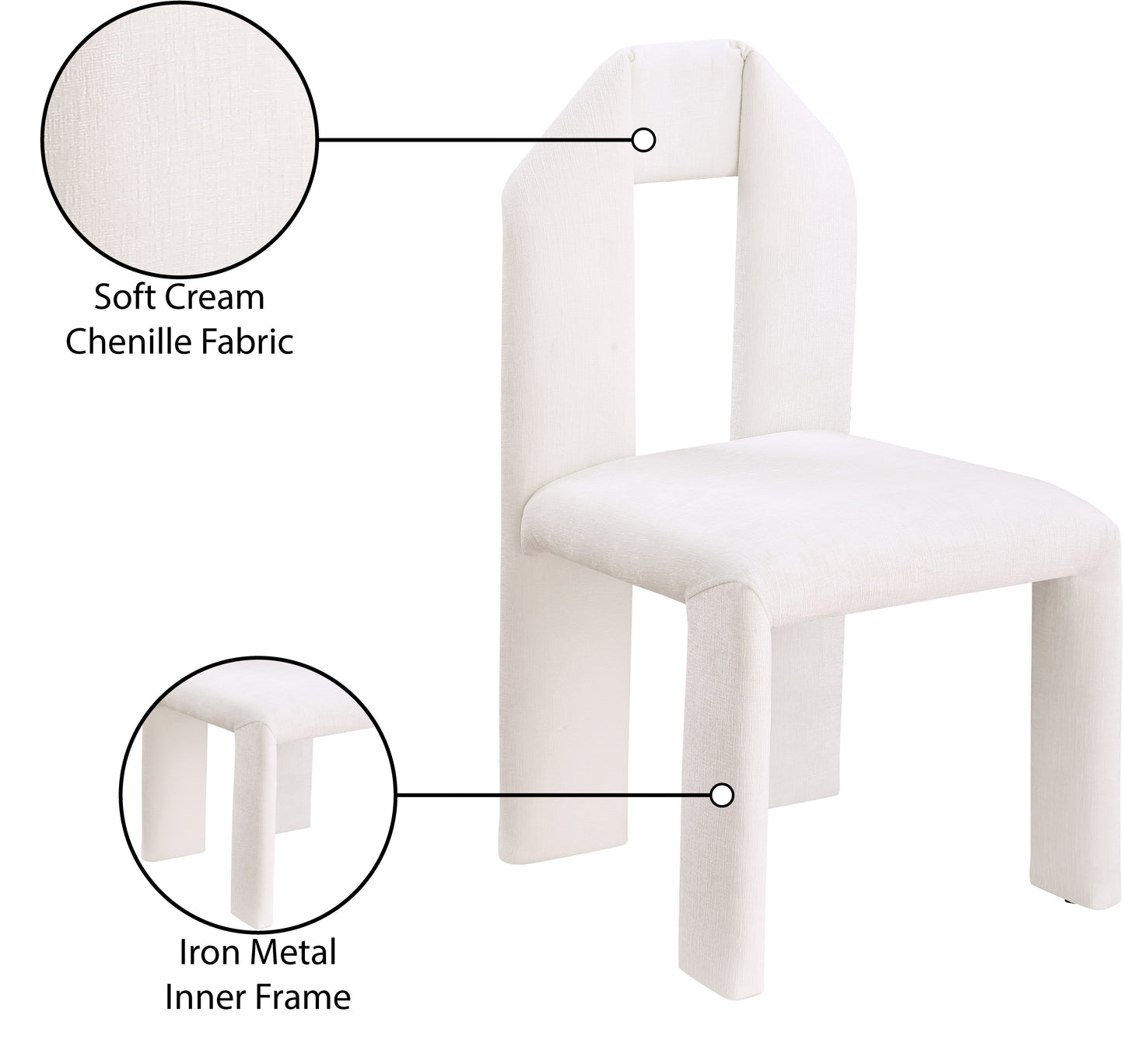 sei cream chenille fabric dining chair