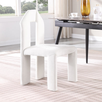 Sei Cream Chenille Fabric Dining Chair