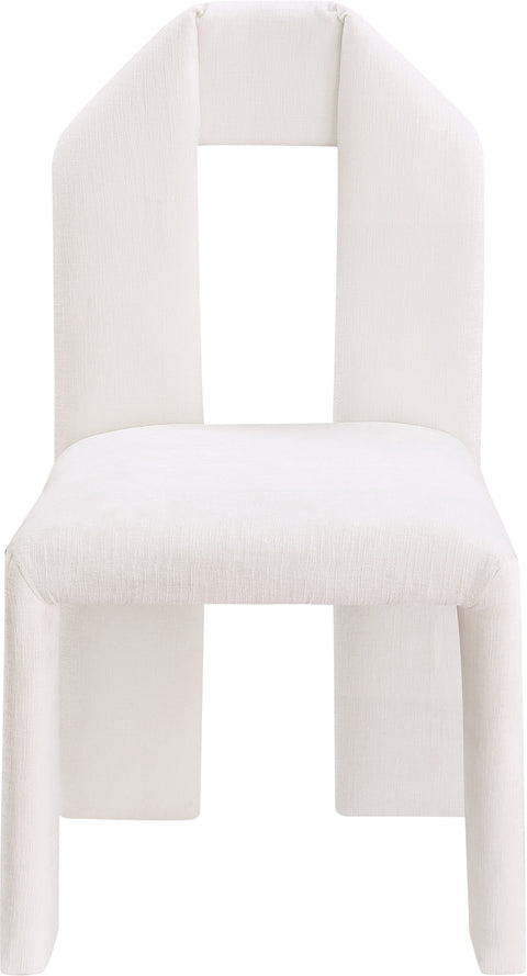 Sei Cream Chenille Fabric Dining Chair