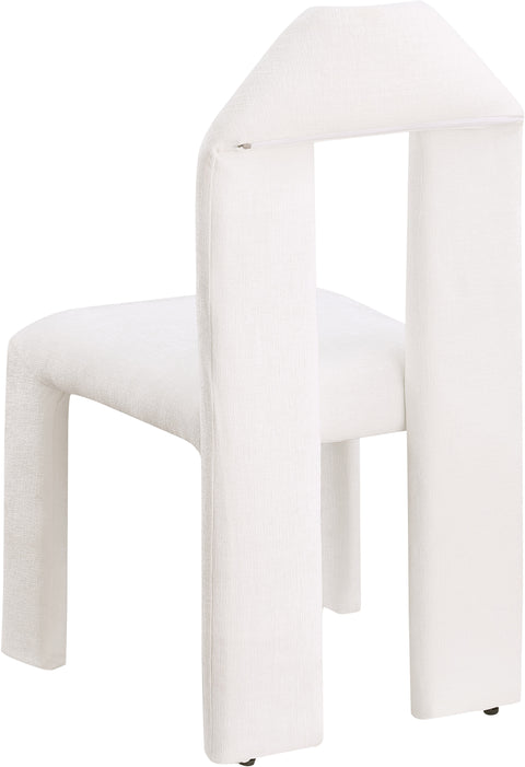 Sei Cream Chenille Fabric Dining Chair