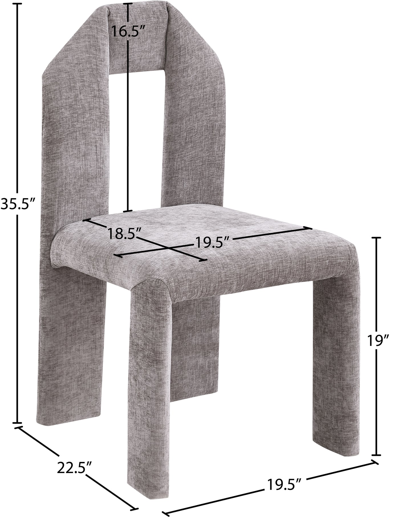 sei grey chenille fabric dining chair