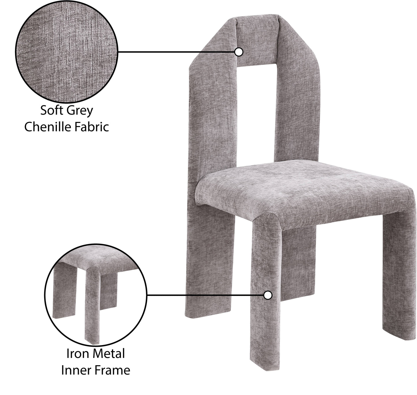 sei grey chenille fabric dining chair