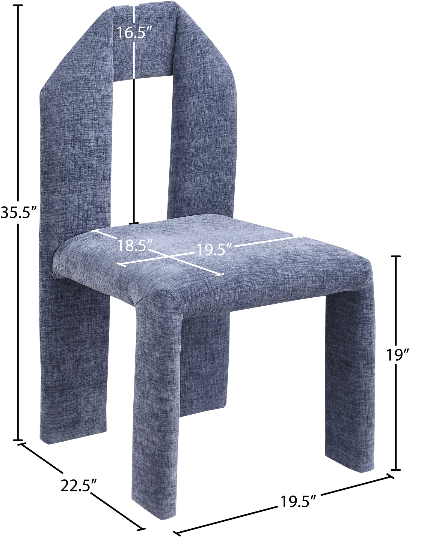 sei light blue chenille fabric dining chair