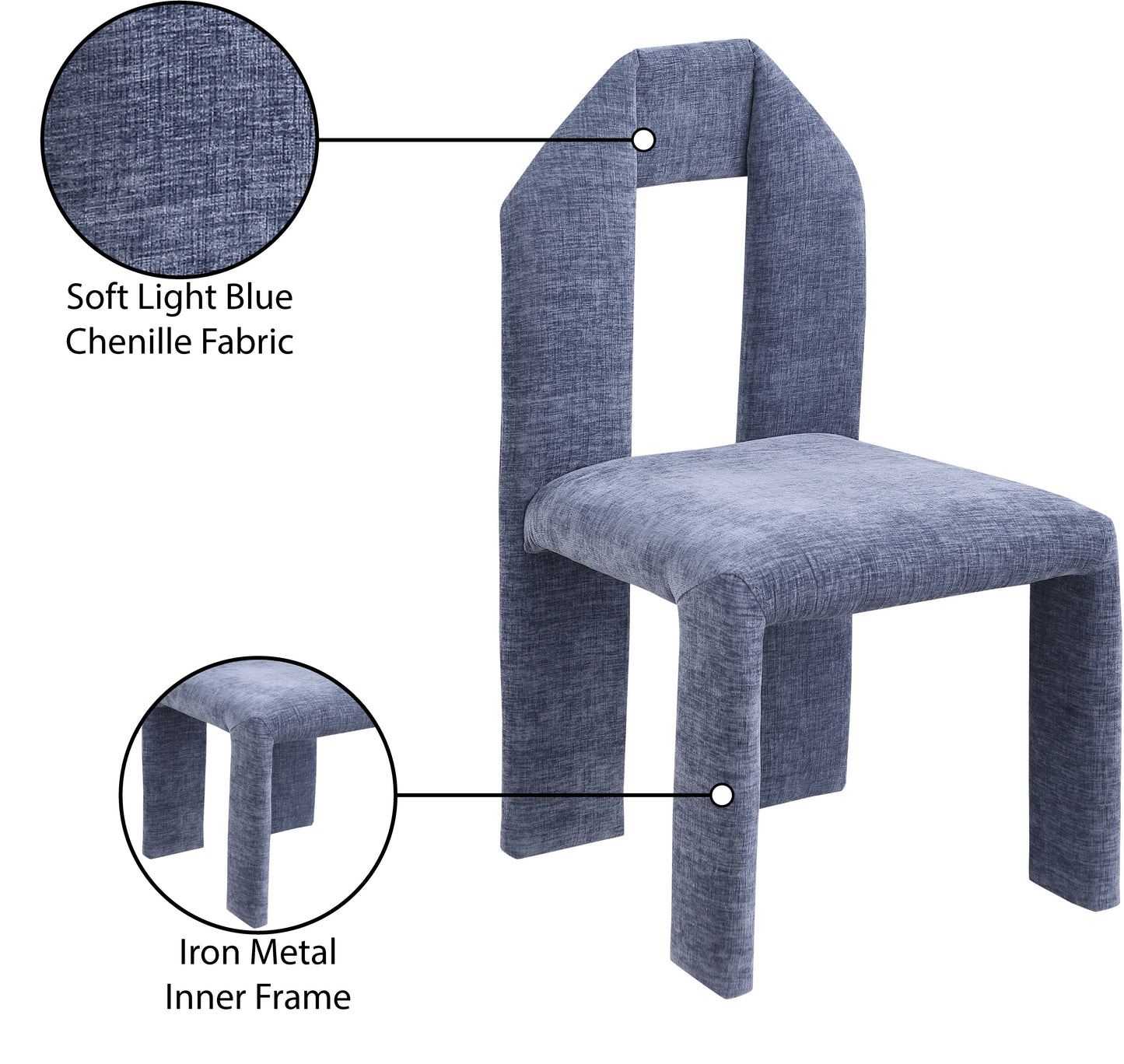 sei light blue chenille fabric dining chair