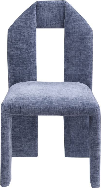 Sei Light Blue Chenille Fabric Dining Chair