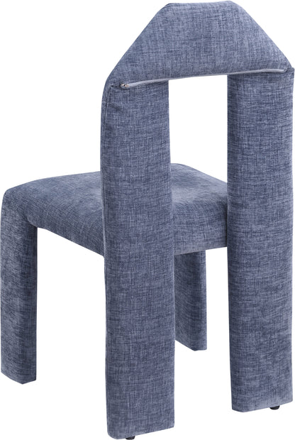 Sei Light Blue Chenille Fabric Dining Chair