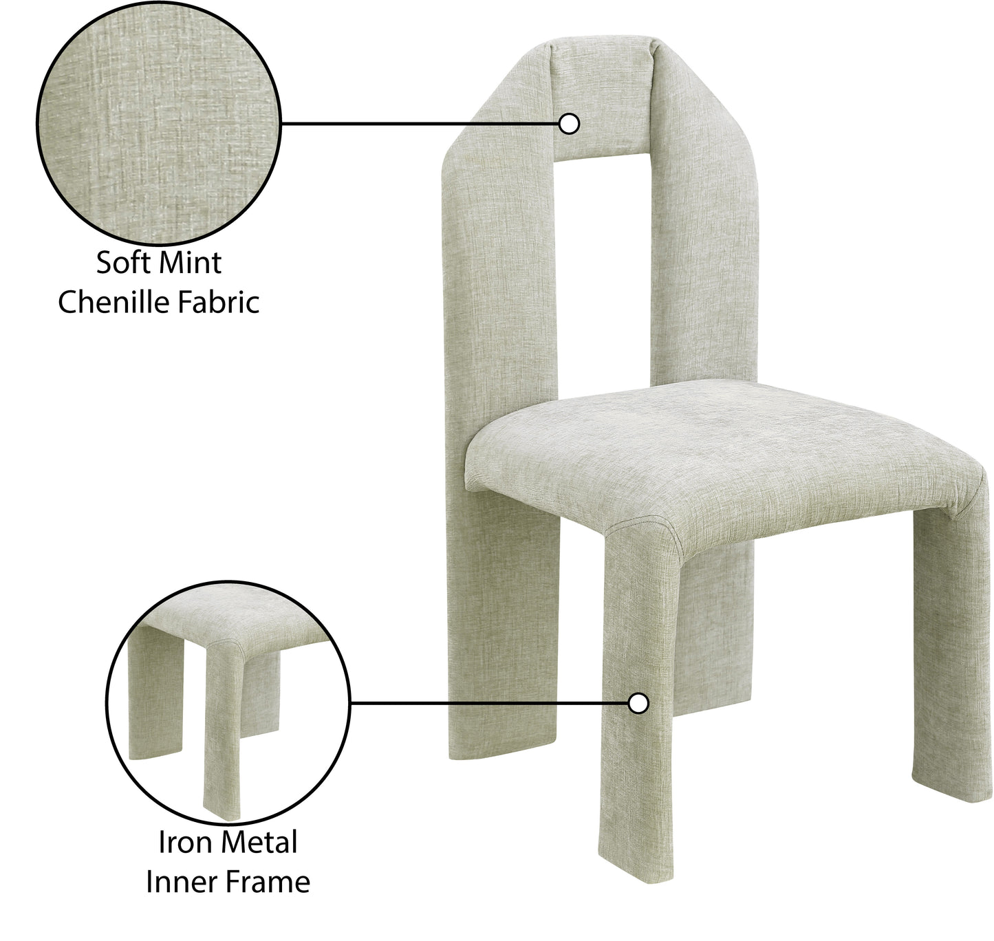 sei mint chenille fabric dining chair