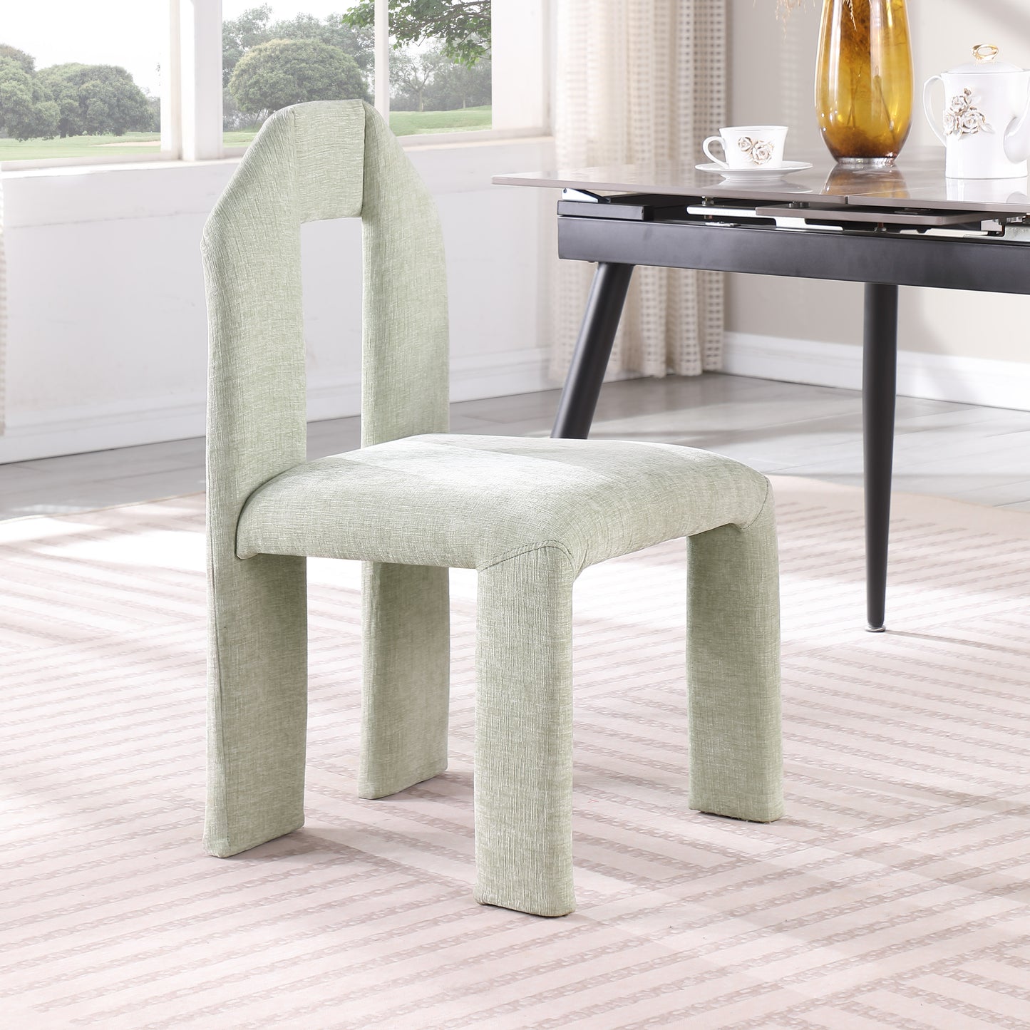 sei mint chenille fabric dining chair