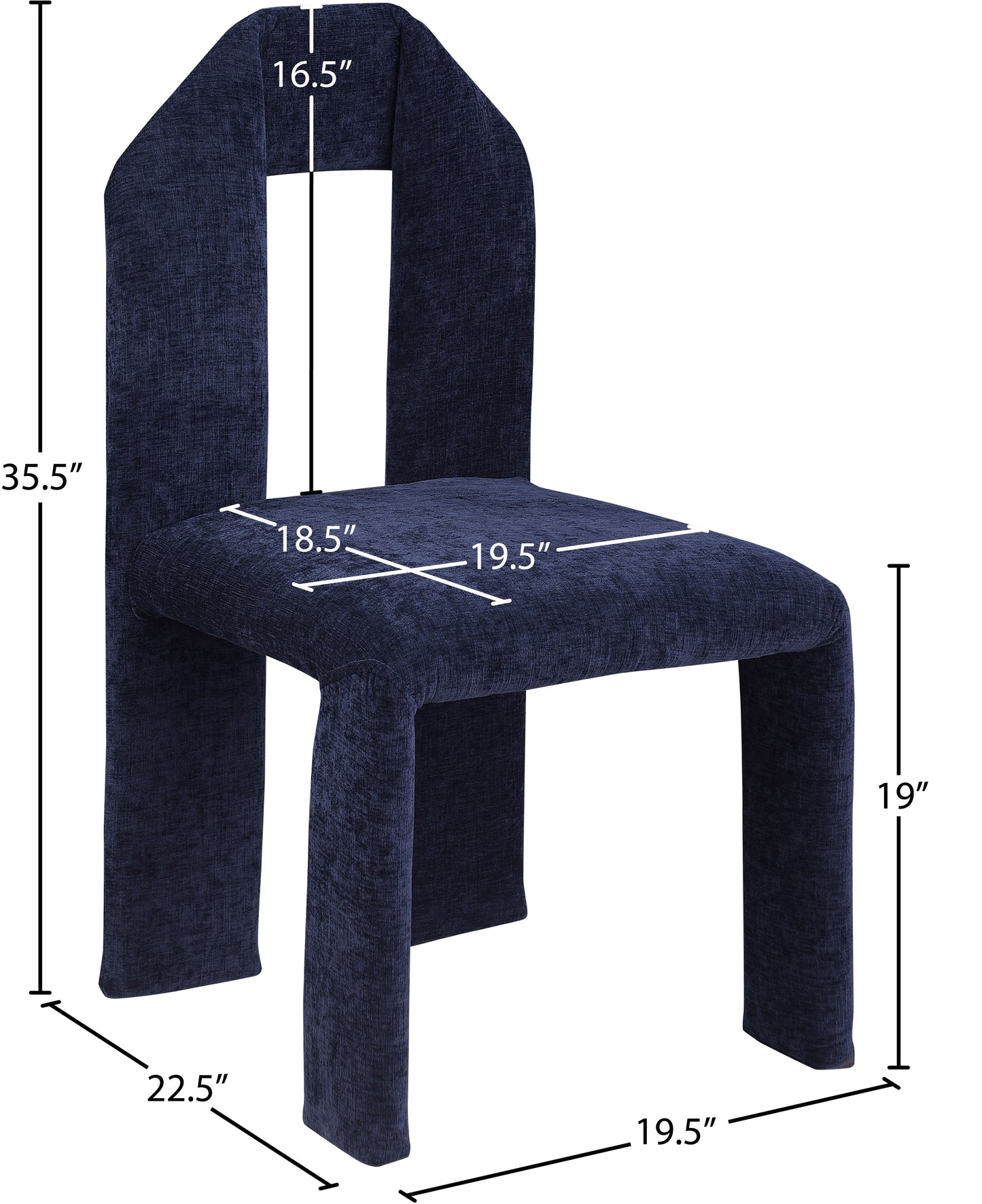 sei navy chenille fabric dining chair