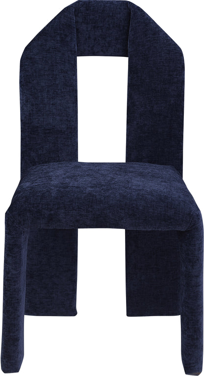 Sei Navy Chenille Fabric Dining Chair