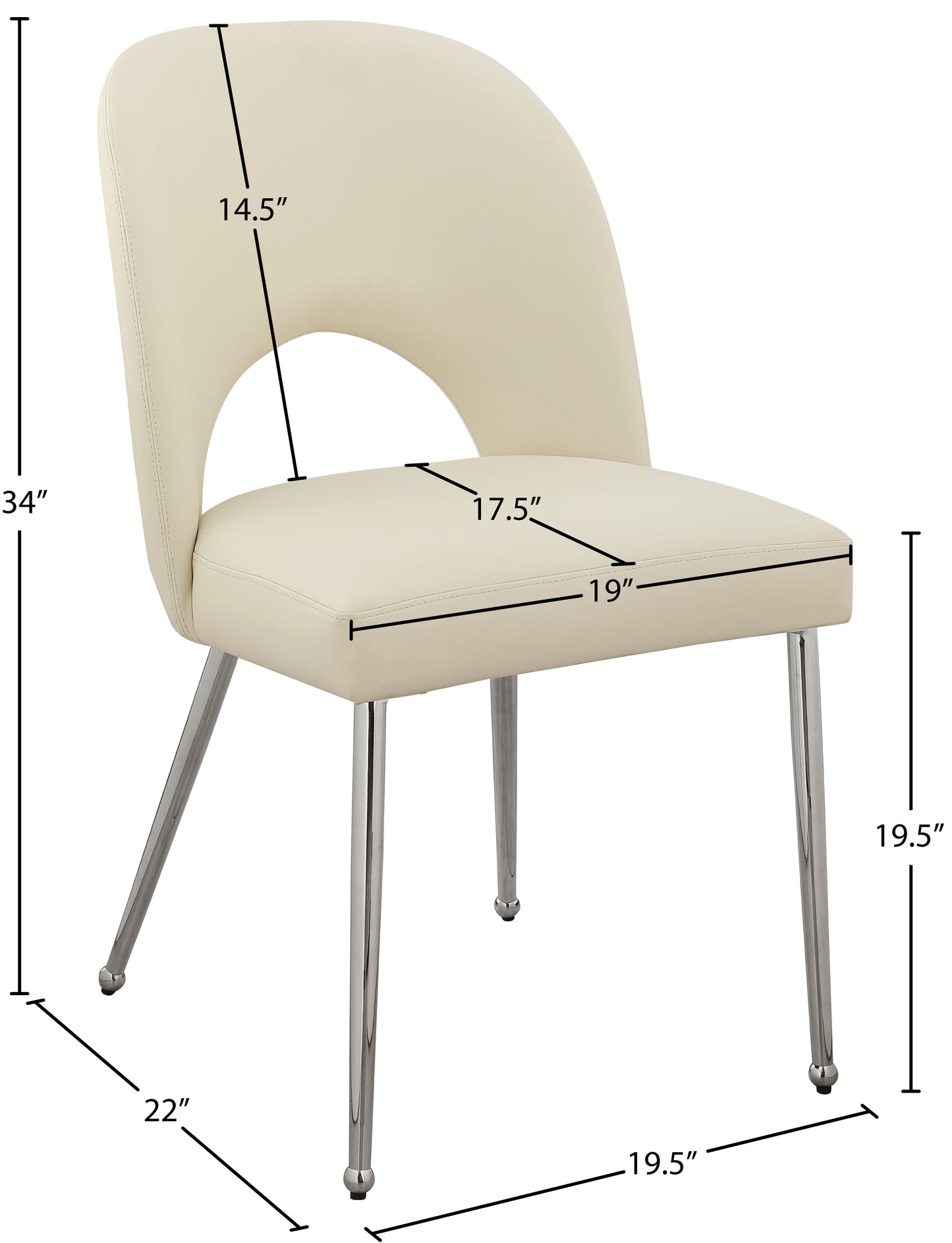 edison cream faux leather dining chair c