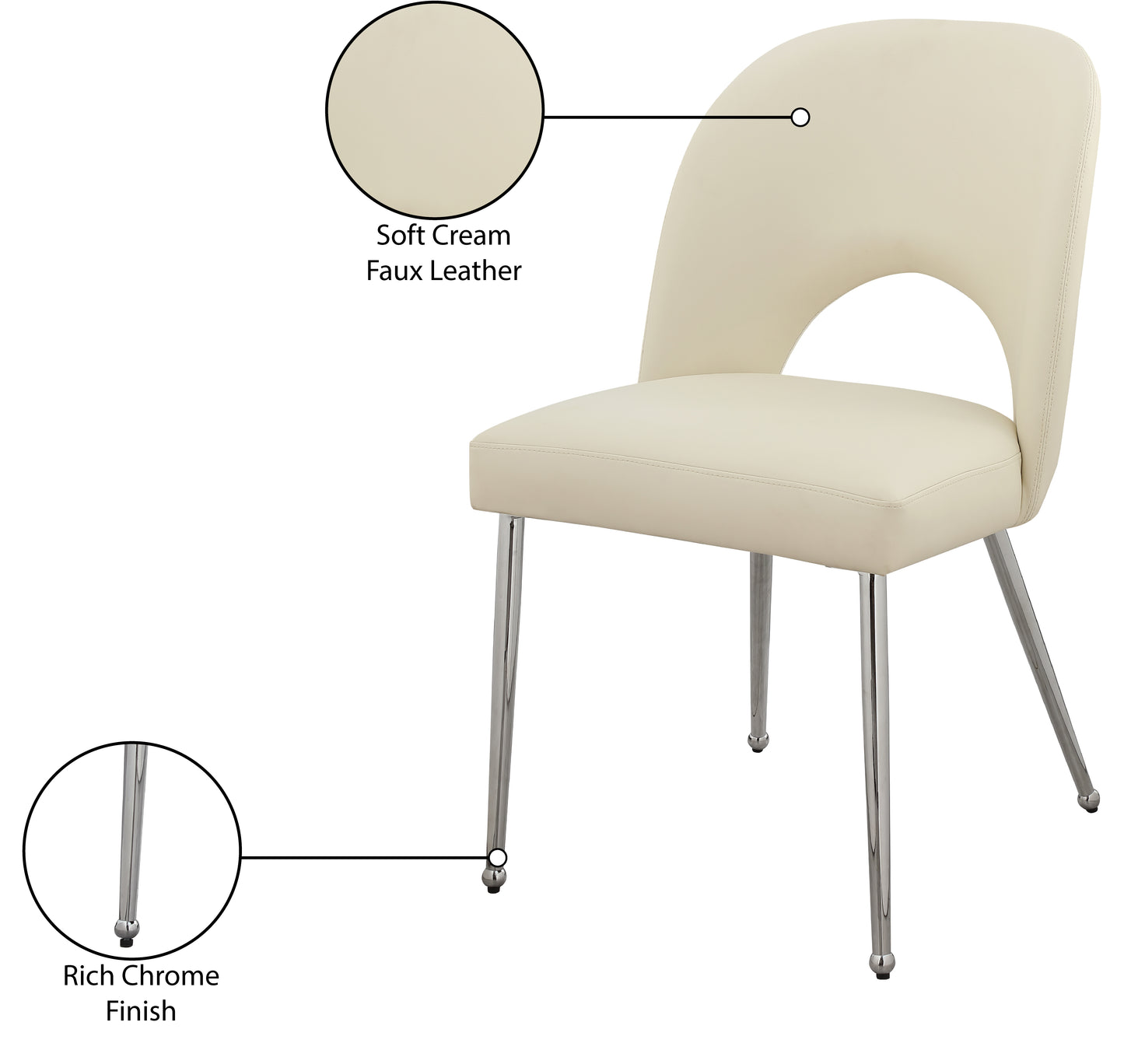 edison cream faux leather dining chair c