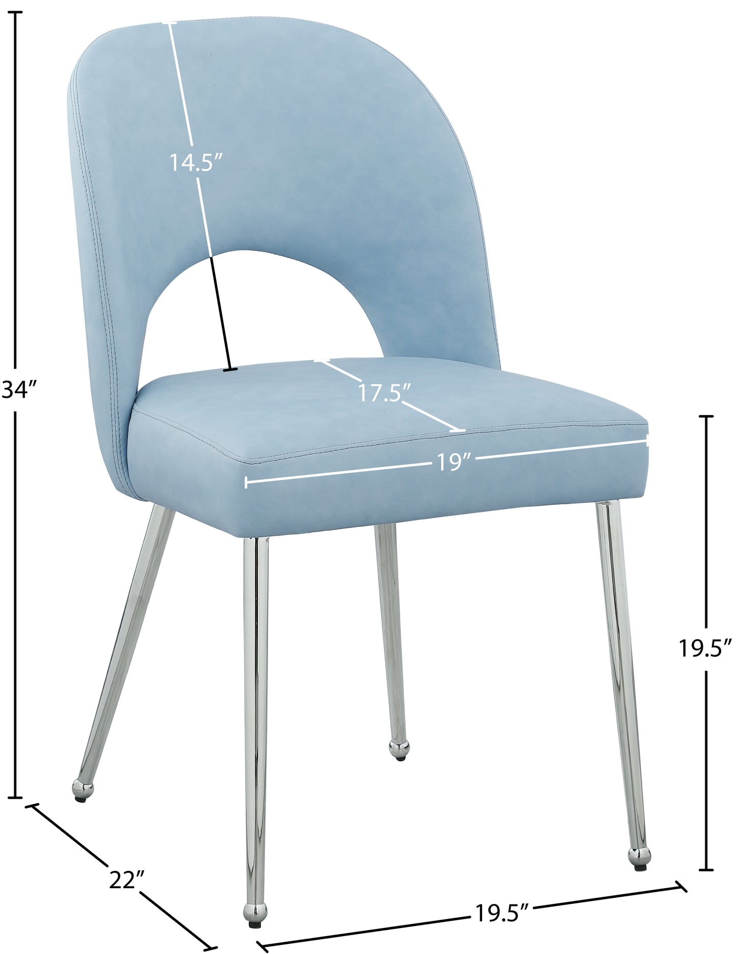 edison light blue faux leather dining chair c