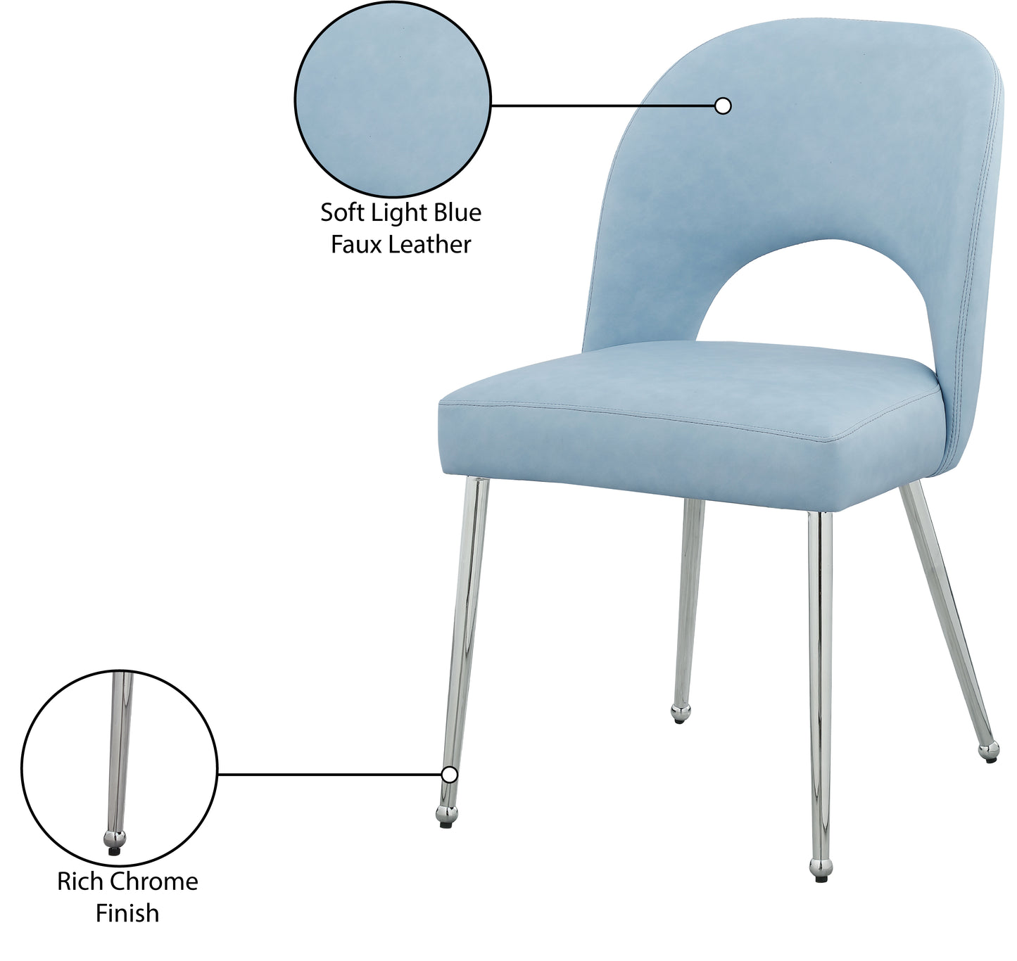 edison light blue faux leather dining chair c