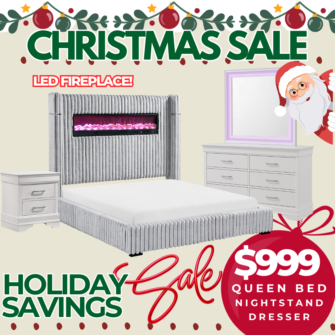 frostfire led fireplace bedroom set holiday edition