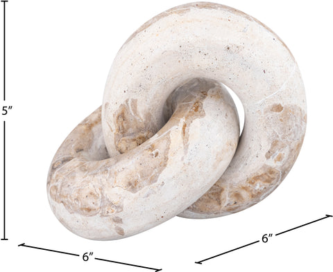 Piper Beige Genuine Marble Decorative Knot, 1 Piece