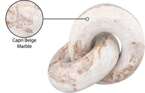 Piper Beige Genuine Marble Decorative Knot, 1 Piece