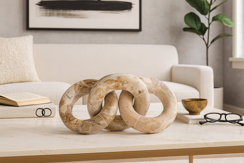 Alden Beige Genuine Marble Decorative Chain Links, 1 Piece