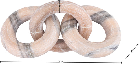 Alden Pink Genuine Marble Decorative Chain Links, 1 Piece