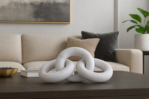Alden White Genuine Marble Decorative Chain Links, 1 Piece