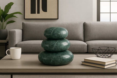 Celine Green Genuine Marble Decorative Object, 3-Piece