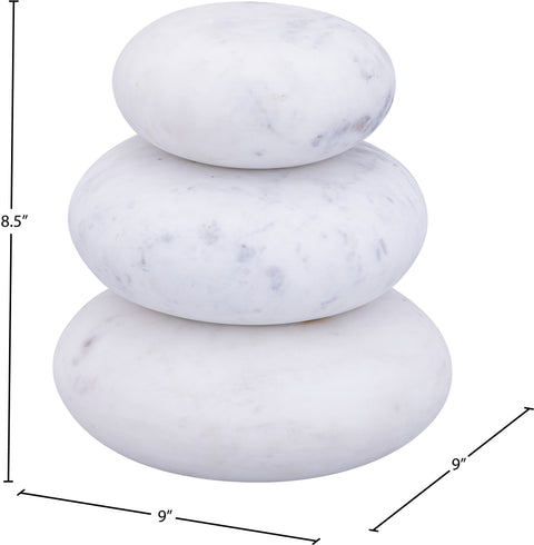 Celine White Genuine Marble Decorative Object, 3-Piece