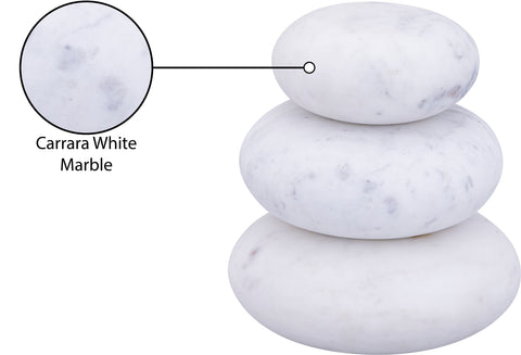 Celine White Genuine Marble Decorative Object, 3-Piece