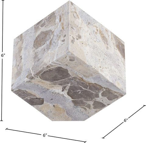 Greer Beige Genuine Marble Decorative Cube, 1 Piece