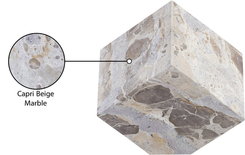 Greer Beige Genuine Marble Decorative Cube, 1 Piece